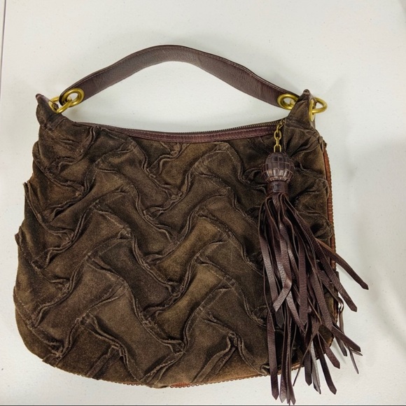 Cole Hann Brown Leather Herringbone Satchel ** - Picture 7 of 7